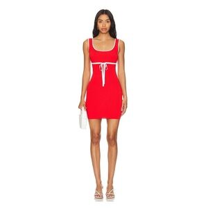 Amanda Uprichard Lucy Knit Red Mini Dress with White Tie